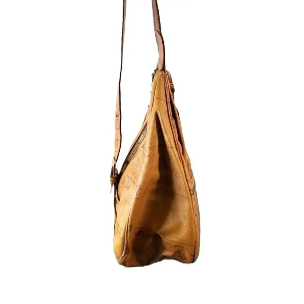 Alviero Martini 1A Classe Geo Classic Map Leather Sling Backpack Italian Luxury